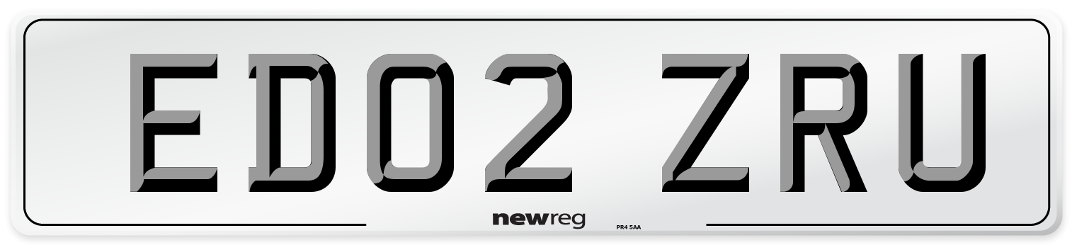 ED02 ZRU Number Plate from New Reg